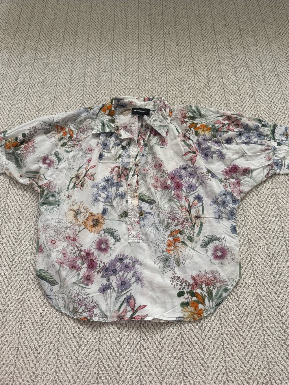 Fifteen Twenty White Floral Button-Down Shirt